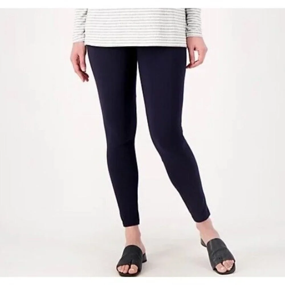 Women with Control Tummy Control Cotton Jersey Leggings Navy Petite Medium - Picture 1 of 1